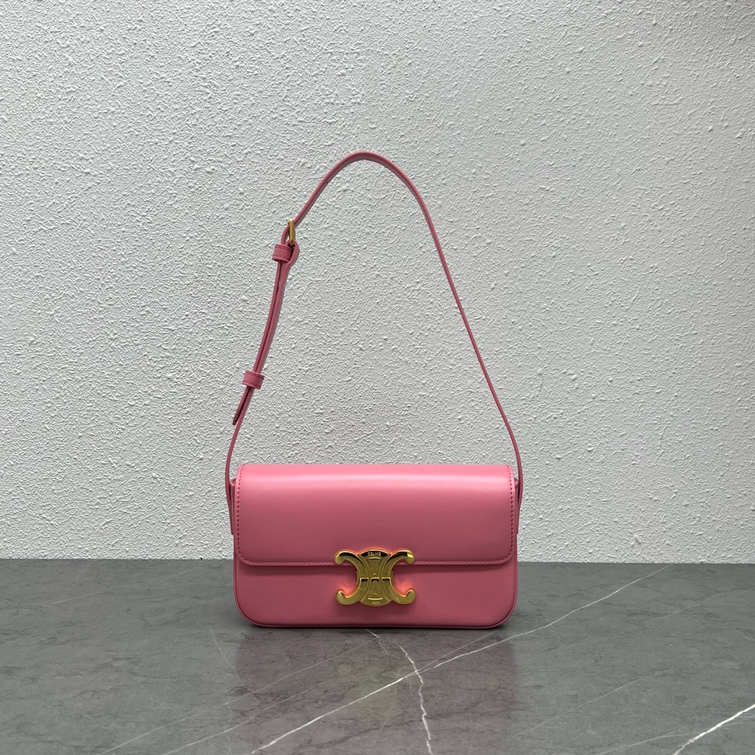 Celine Shoulder Bag Claude In Shiny Calfskin Pink/Gold 194143